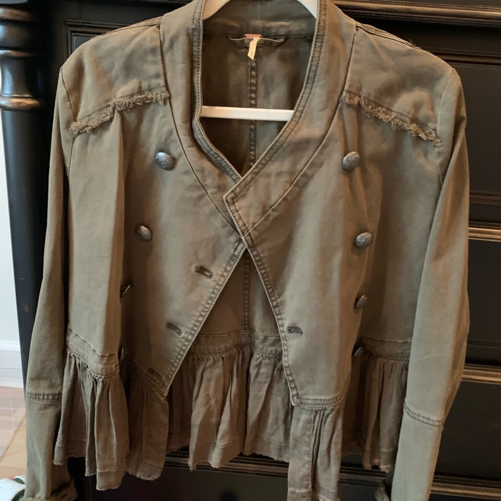 Free people olive green military jacket